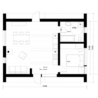 Μορφωματικό σπίτι 2 δωματίων - κάτοψη