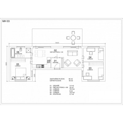 Modularna kuća, 4-sobni - raspored