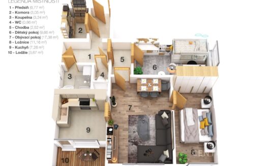 Pronájem bytu 3+kk, 62 m² – Praha, Prosek, ulice Jablonecká