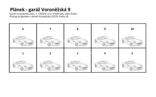 Pronájem Garážová stání, 15 m² – Praha, Vinohrady, ulice Voroněžská