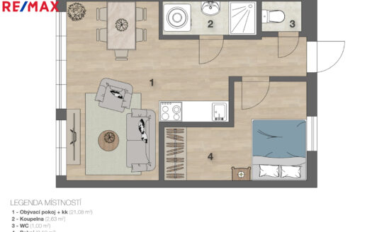 Prodej bytu 2+kk, 33 m² – Praha, Krč, ulice Obětí 6. května