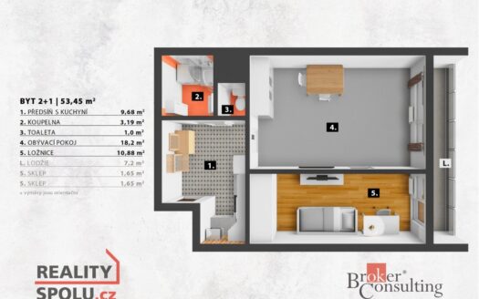 Prodej bytu 2+1, 53 m² – Praha, Modřany, ulice K otočce