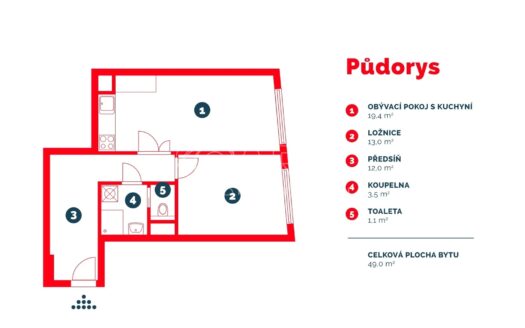 Pronájem bytu 2+kk, 54 m² – Praha, Vysočany, ulice Sokolovská