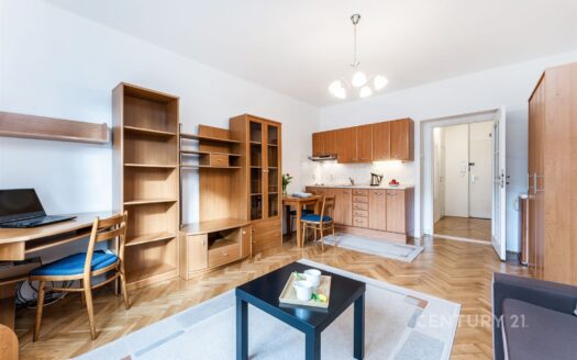 Pronájem bytu 1+kk, 28 m² – Praha, Braník, ulice Jeremenkova
