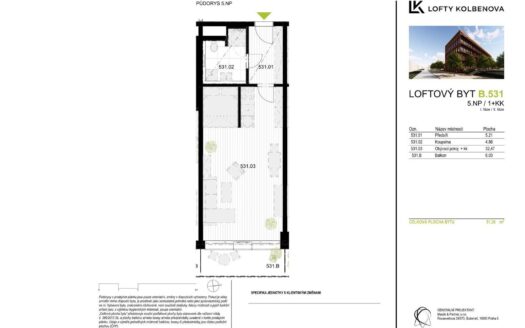 Prodej bytu 1+kk, 51 m² – Praha, Vysočany, ulice Kolbenova
