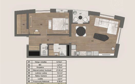 Prodej bytu 2+kk, 60 m² – Praha, Zbraslav, ulice Žitavského