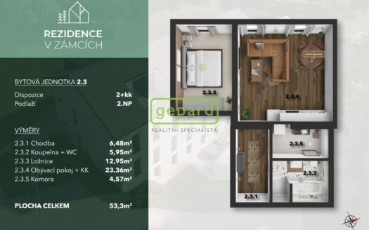 Prodej bytu 2+kk, 53 m² – Praha, Bohnice, ulice V Zámcích