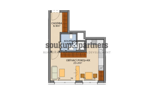Prodej bytu 1+kk, 35 m² – Praha, Vysočany, ulice Pod Harfou