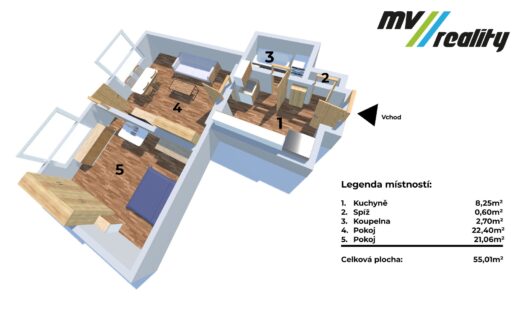 Prodej bytu 2+kk, 55 m² – Praha, Holešovice, ulice Schnirchova