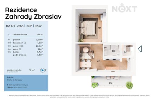 Prodej bytu 2+kk, 51 m² – Praha, Zbraslav, ulice Elišky Přemyslovny