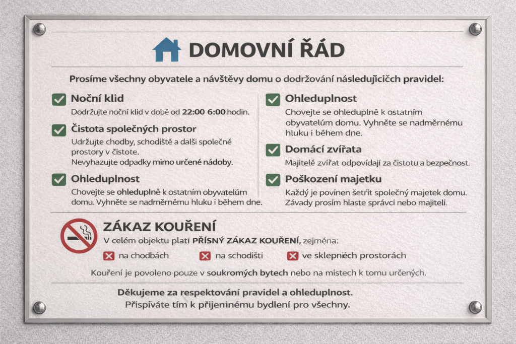 Domovní řád bytu co může zakázat, co musí nájemník respektovat a jak řešit sousedské spory