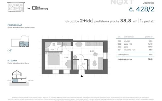 Prodej bytu 2+kk, 39 m² – Praha, Zbraslav, ulice Elišky Přemyslovny