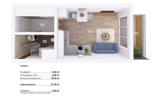 Pronájem bytu 1+kk, 28 m² – Praha, Třebonice, ulice K metru